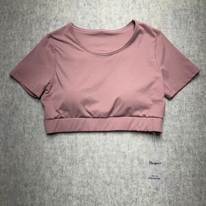 NWT‎ Danysu Workout Top XL Mauve Crop Top with Open Back Activewear Gym Yoga
